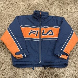 Fila Kids Navy and Orange Puffer Coat